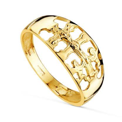 18K SORTIJA ORO AMARILLO CARAVACA ANCHO MOTIVO 7 MM