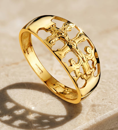 18K SORTIJA ORO AMARILLO CARAVACA ANCHO MOTIVO 7 MM