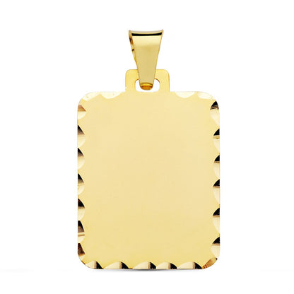 9K PLACA CHAPA ORO AMARILLO RECTANGULAR MATE BORDES TALLADOS. 28X20 MM
