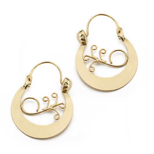 9K CRIOLLAS ORO AMARILLO CANARIA 29X24 MM