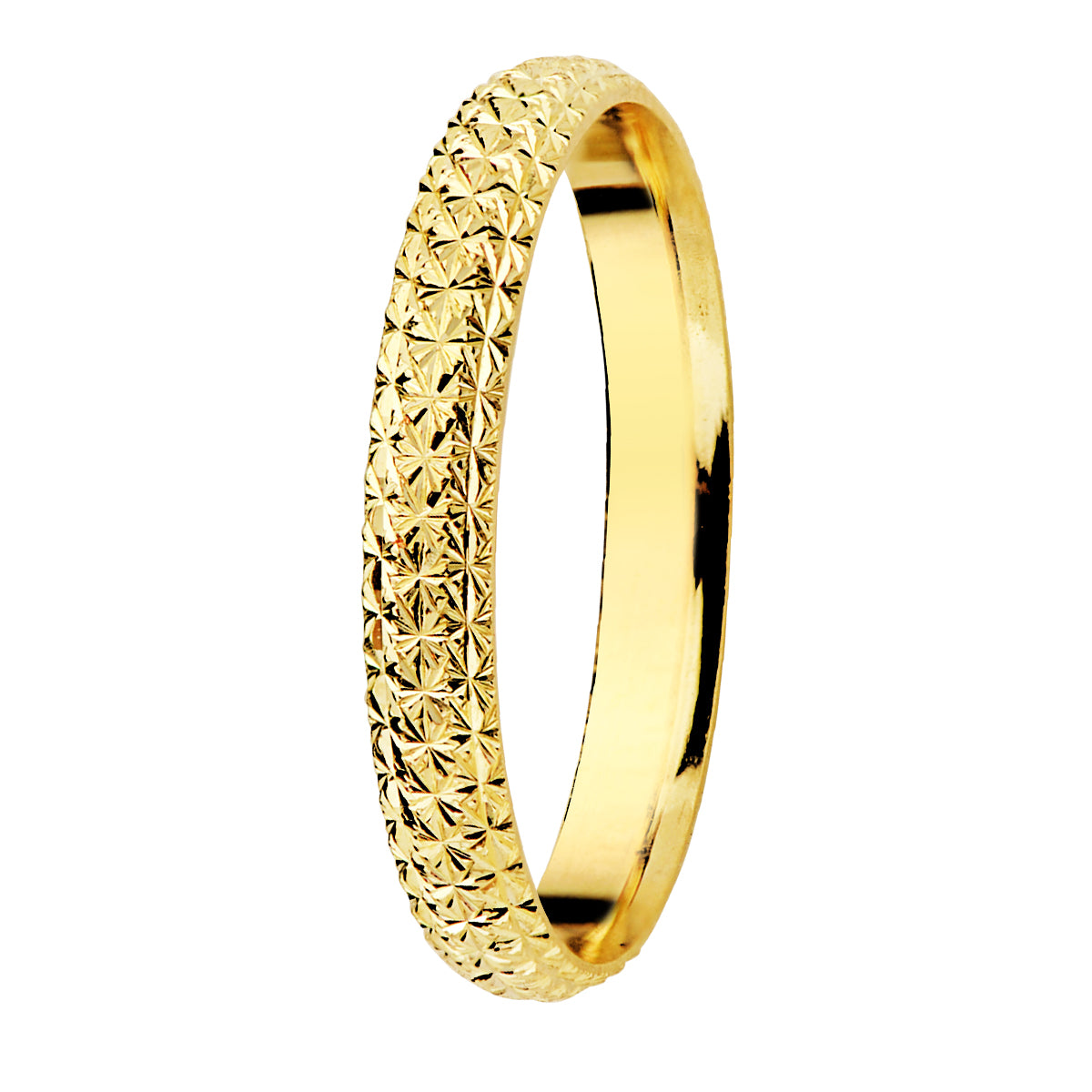 9K ALIANZA ORO AMARILLO MEDIA CAÑA TALLADA. ANCHO: 2 MM.