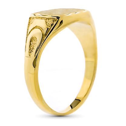9K SELLO ORO AMARILLO HUECO CADETE TALLADO. ZONA GRABADO: 9X8 MM