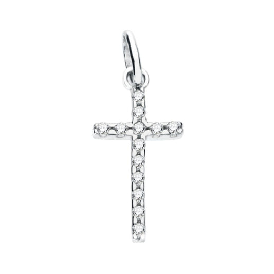 9K CRUZ ORO BLANCO CON CIRCONITA 22X12 MM