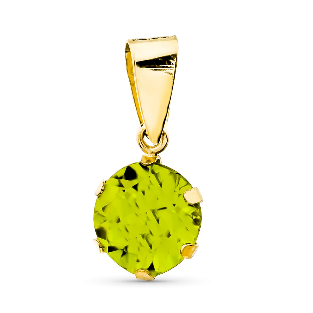 9K COLGANTE ORO AMARILLO GARRA INGLESA OLIVINA NATURAL 1,44 QTS. ANCHO: 7 MM
