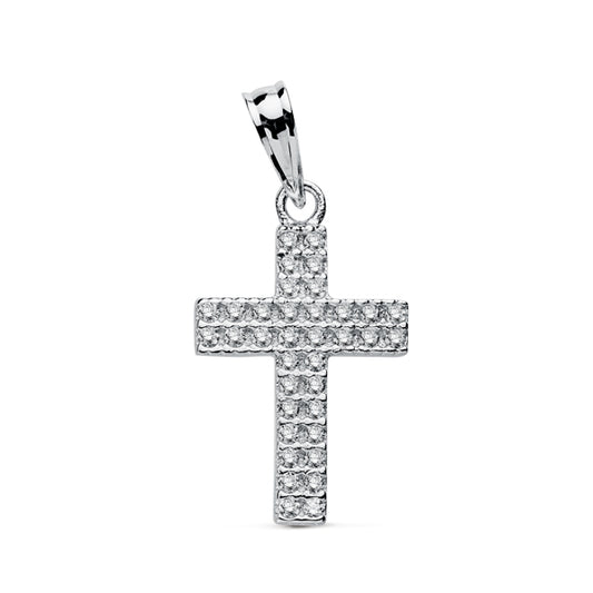 9K CRUZ ORO BLANCO CIRCONITA 20X12 MM