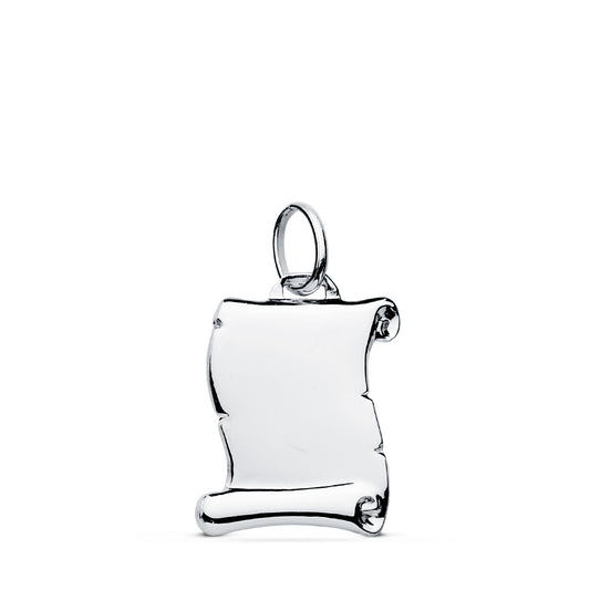 9K COLGANTE PERGAMINO ORO BLANCO LISO ORO BLANCO 14X12 MM
