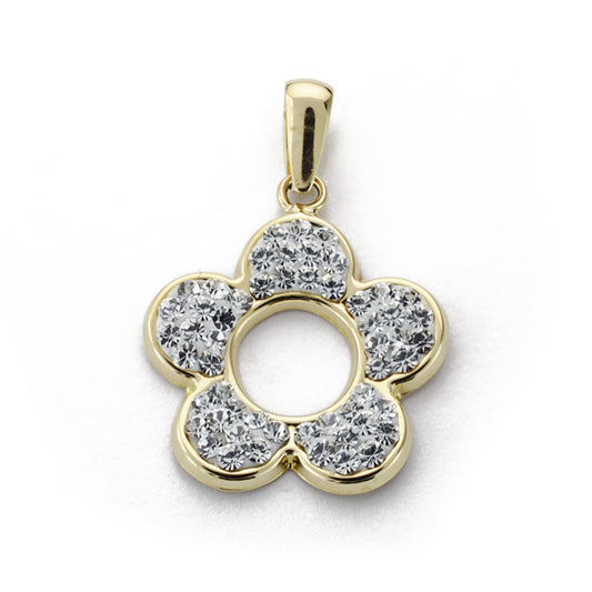 9K COLGANTE ORO AMARILLO FLOR CIRCONITA 16X14 MM