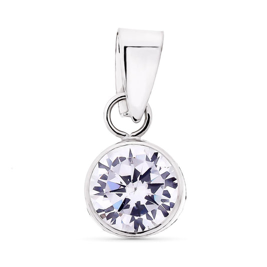 9K COLGANTE ORO BLANCO REDONDO CHATON CON CIRCONITA 6 MM