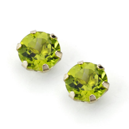 9K PENDIENTES ORO AMARILLO GARRAS CON OLIVINA NATURAL 7 MM TOTAL 2,88 QTS. CIERRE PRESION