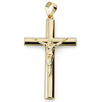 9K CRUZ ORO AMARILLO CRISTO OVAL 34X20 MM