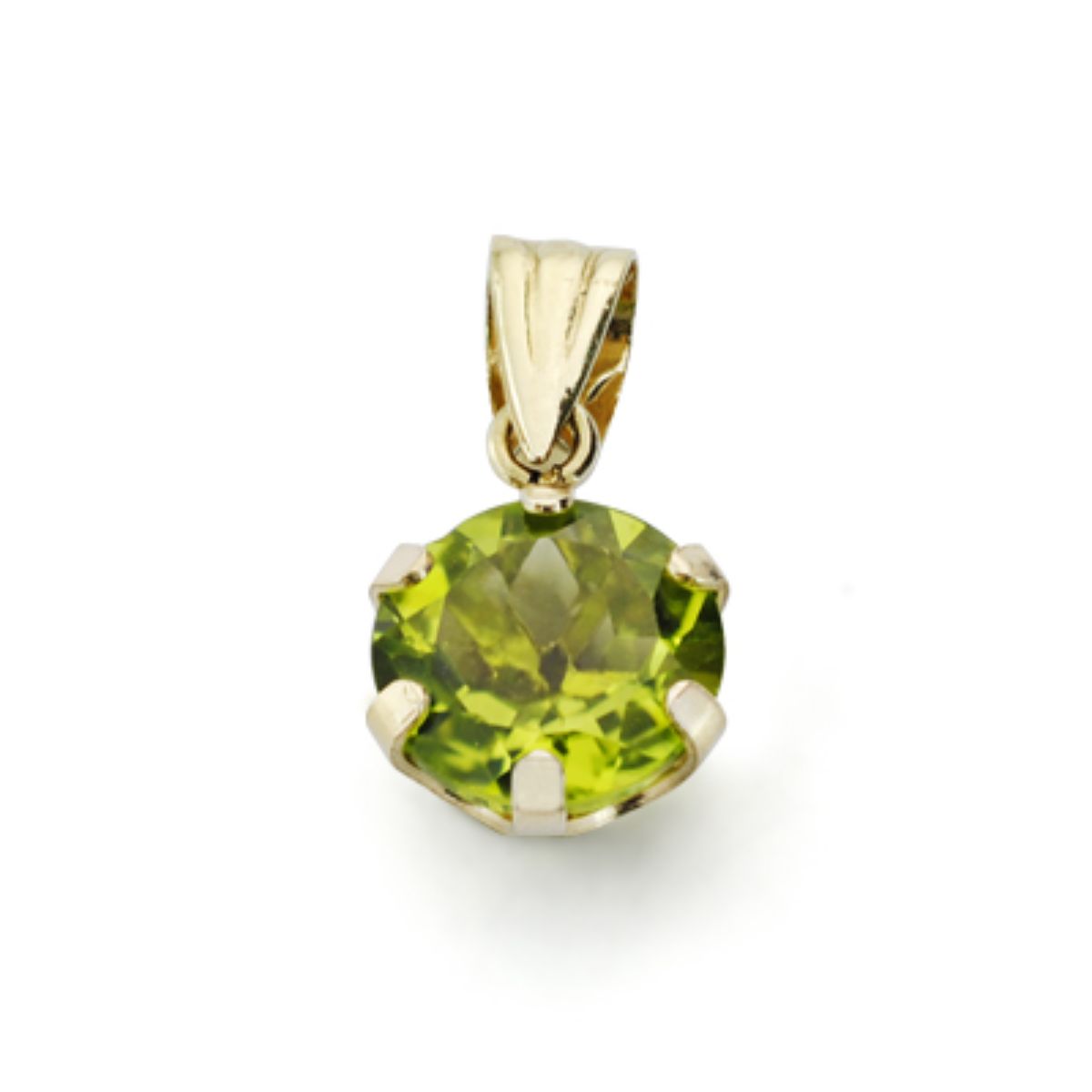 9K COLGANTE ORO AMARILLO OLIVINA 1.44 QTS CON 6 GARRAS 7X7 MM
