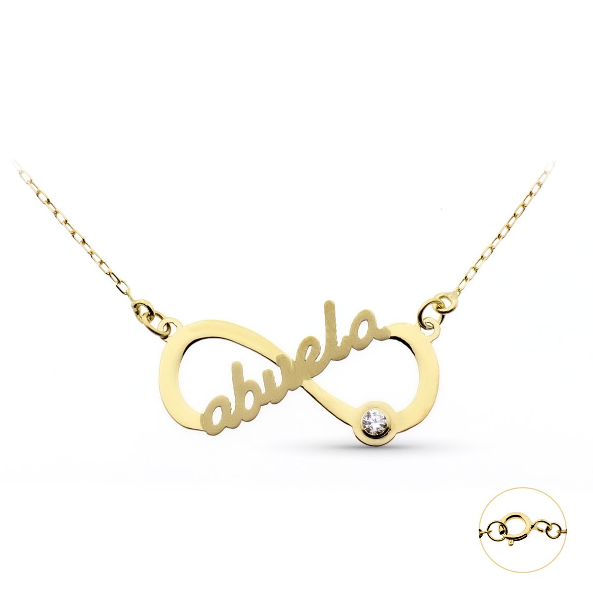 9K GARGANTILLA ORO AMARILLO INFINITO CON PALABRA ABUELA CADENA 45CM
