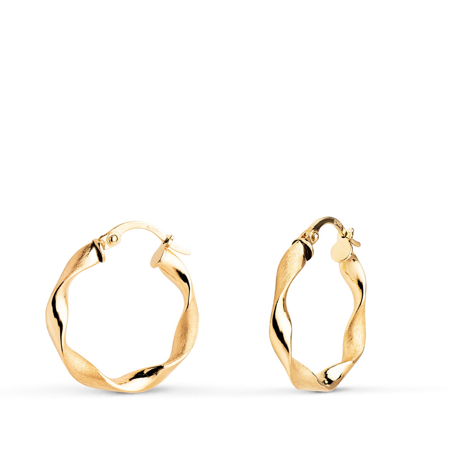 9K AROS ORO AMARILLO HUECOS RETORCIDOS MATE Y BRILLO 20 X 2,5 MM