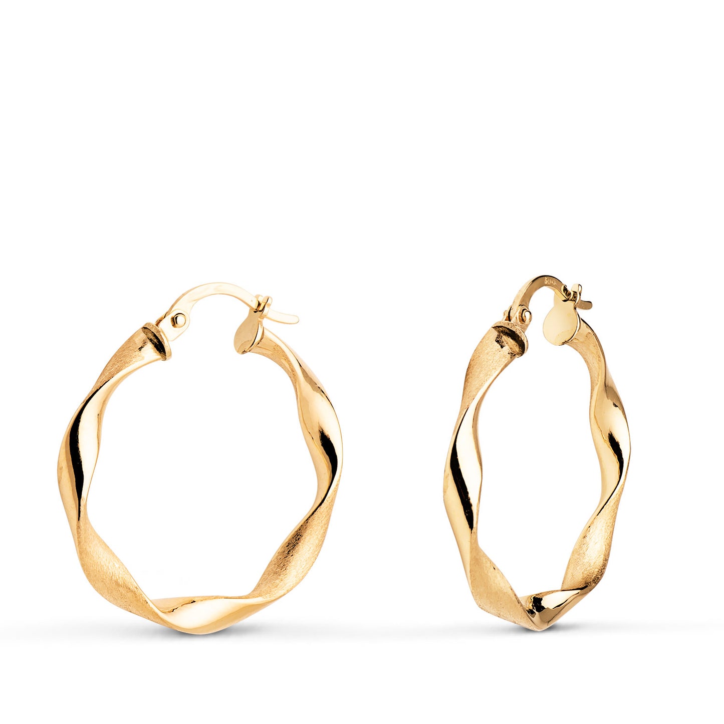 9K AROS ORO AMARILLO HUECOS RETORCIDOS MATE Y BRILLO 24 X 2,5 MM