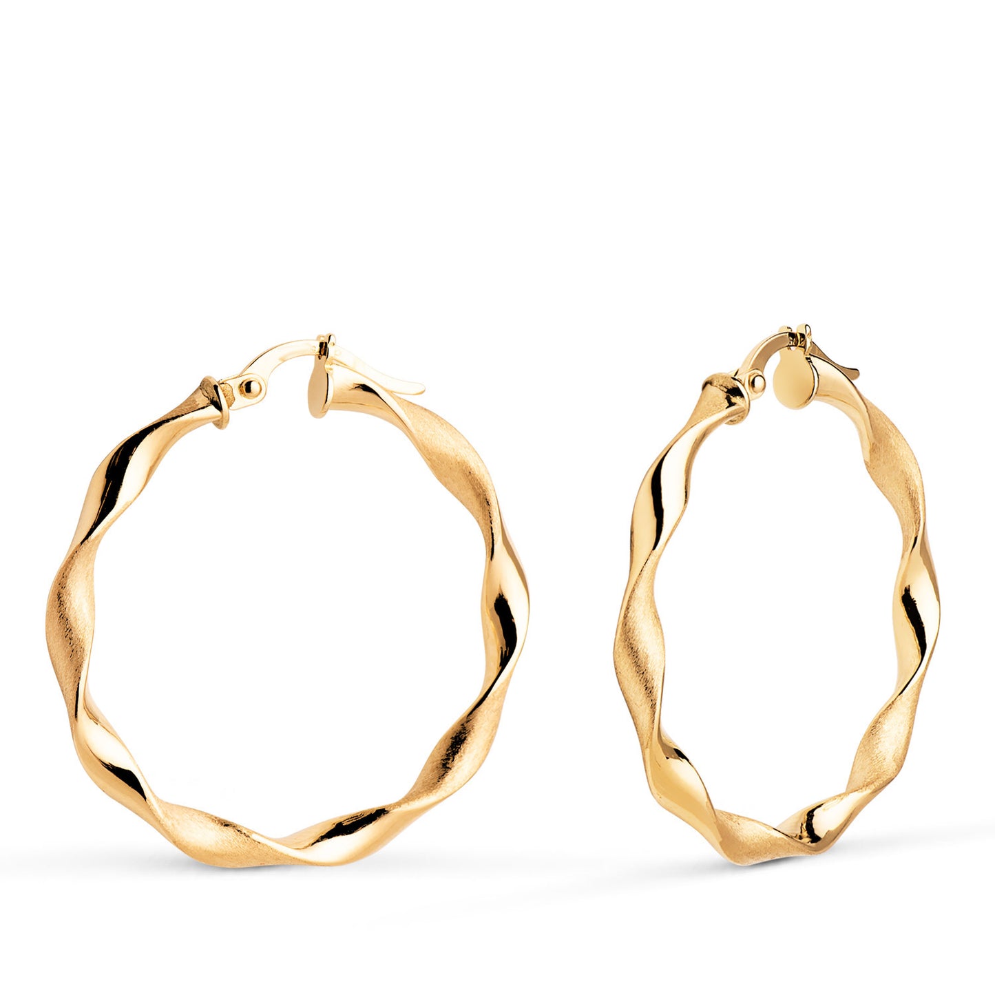 9K AROS ORO AMARILLO HUECOS RETORCIDOS MATE Y BRILLO 29 X 2,5 MM