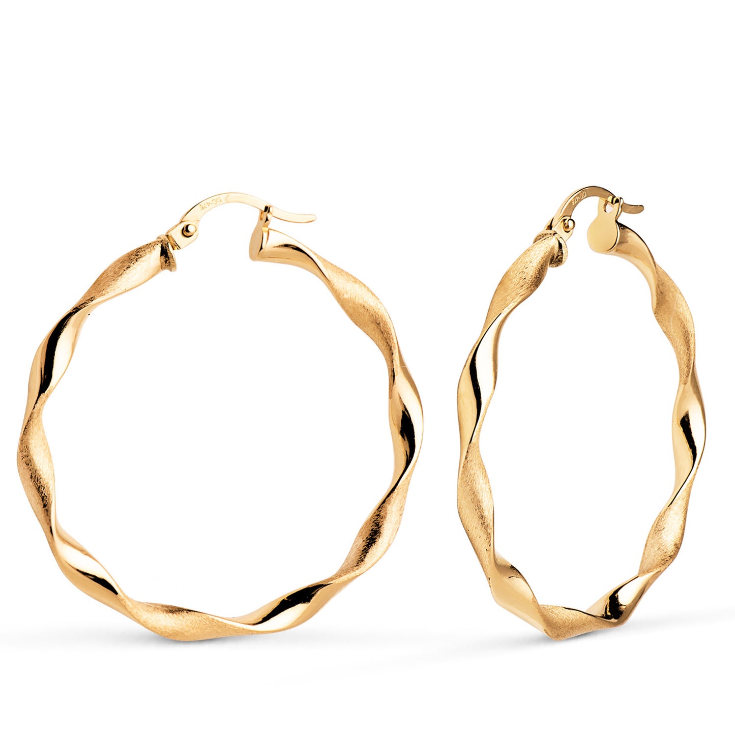 9K AROS ORO AMARILLO HUECOS RETORCIDOS MATE Y BRILLO 35 X 2,75 MM
