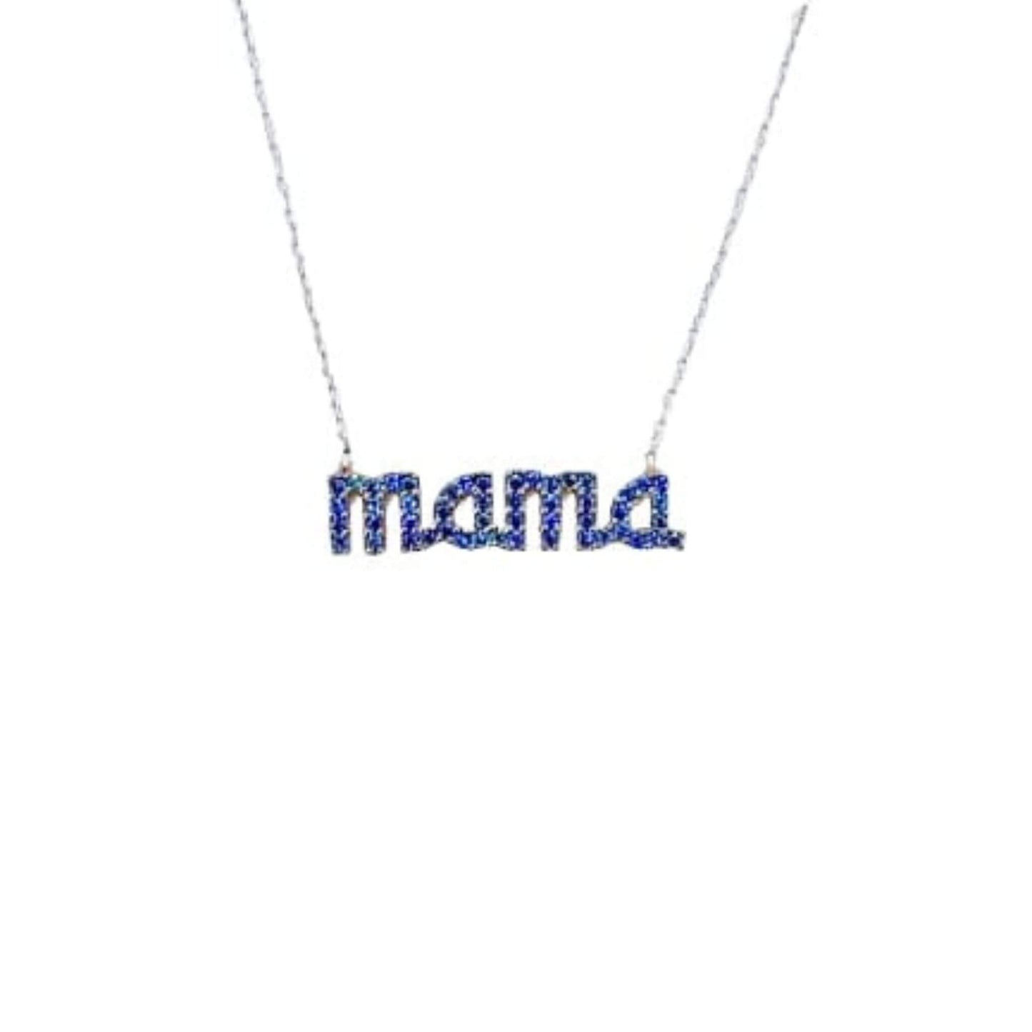 Collar Gargantilla Mamá Plata con Rodio y Circonitas Azules. joyeria osnor