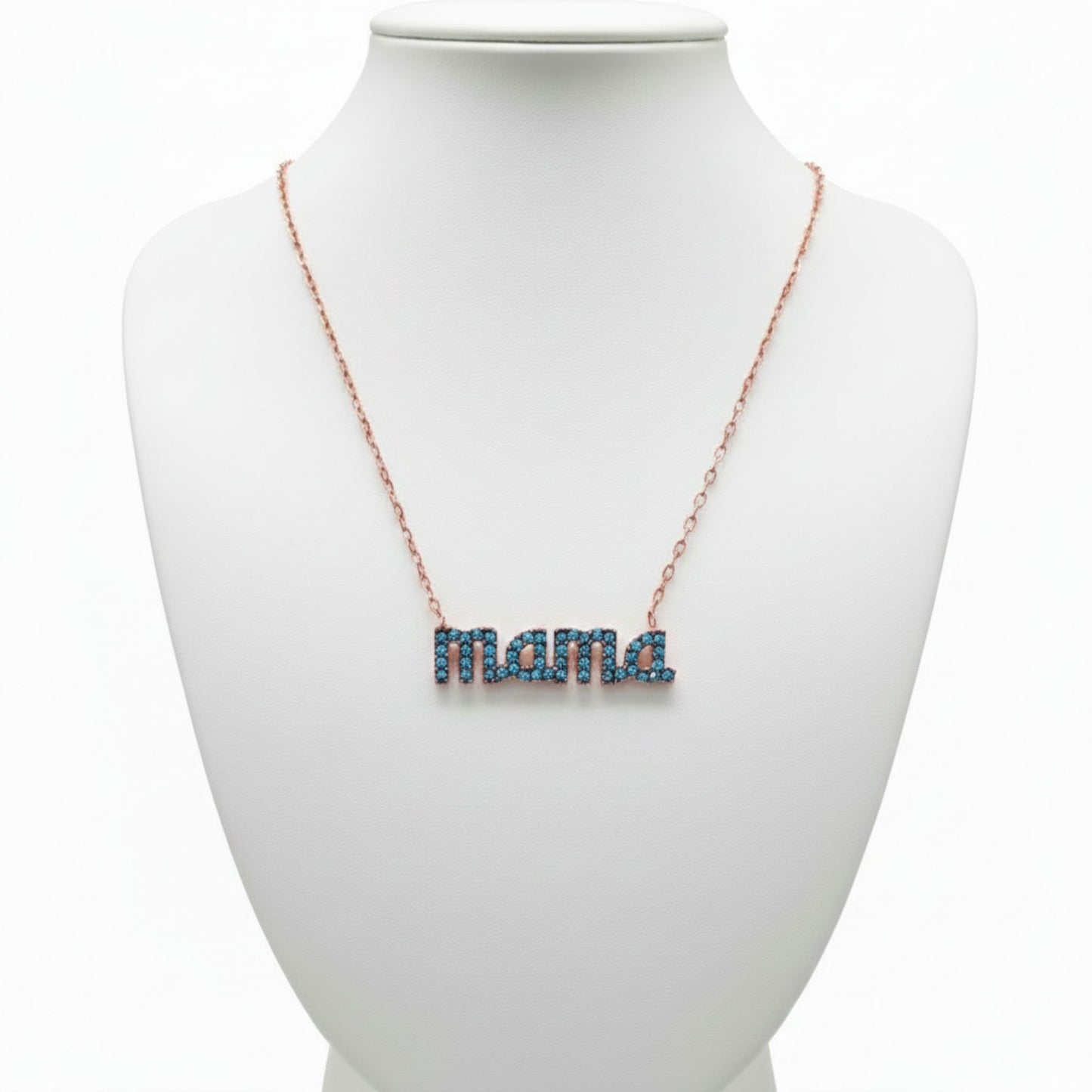 Collar Gargantilla Mamá Plata 925 Acabado en Oro Rosa con Turquesas Naturales- joyeria osnor