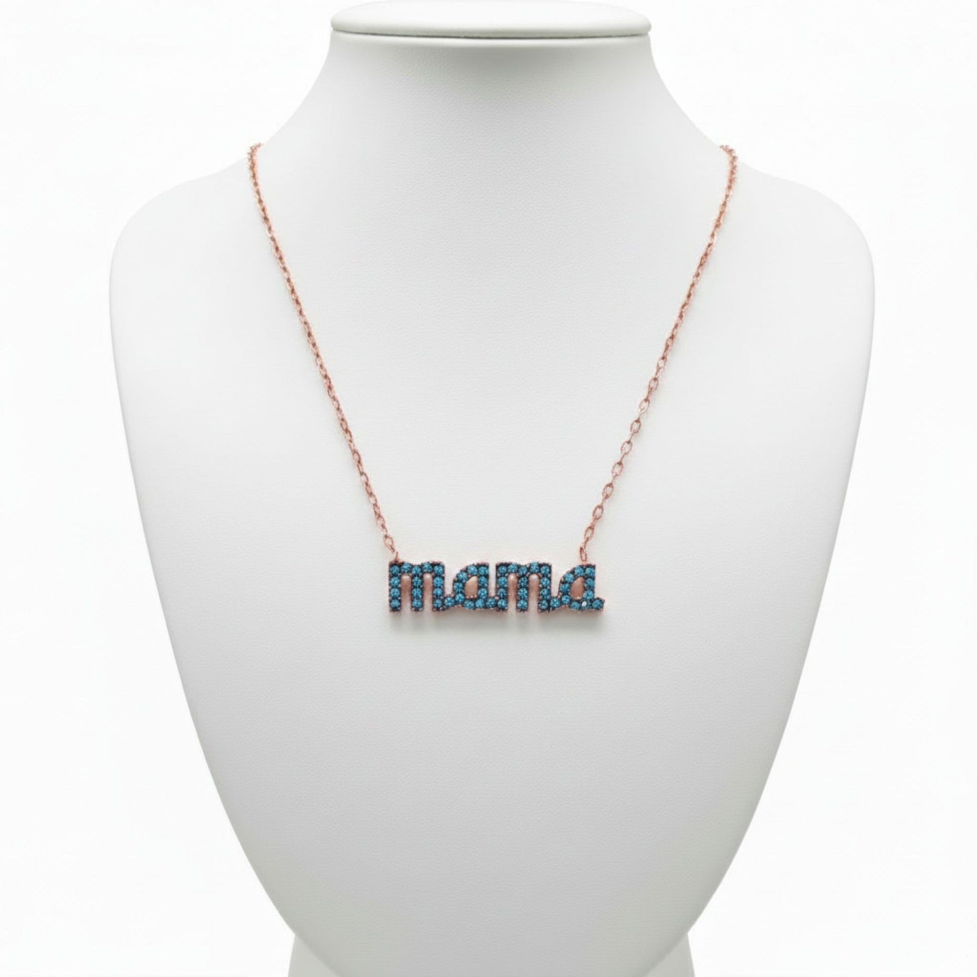 Collar Gargantilla Mamá Plata 925 Acabado en Oro Rosa con Turquesas Naturales- joyeria osnor