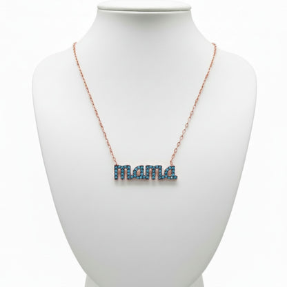 Collar Gargantilla Mamá Plata 925 Acabado en Oro Rosa con Turquesas Naturales- joyeria osnor