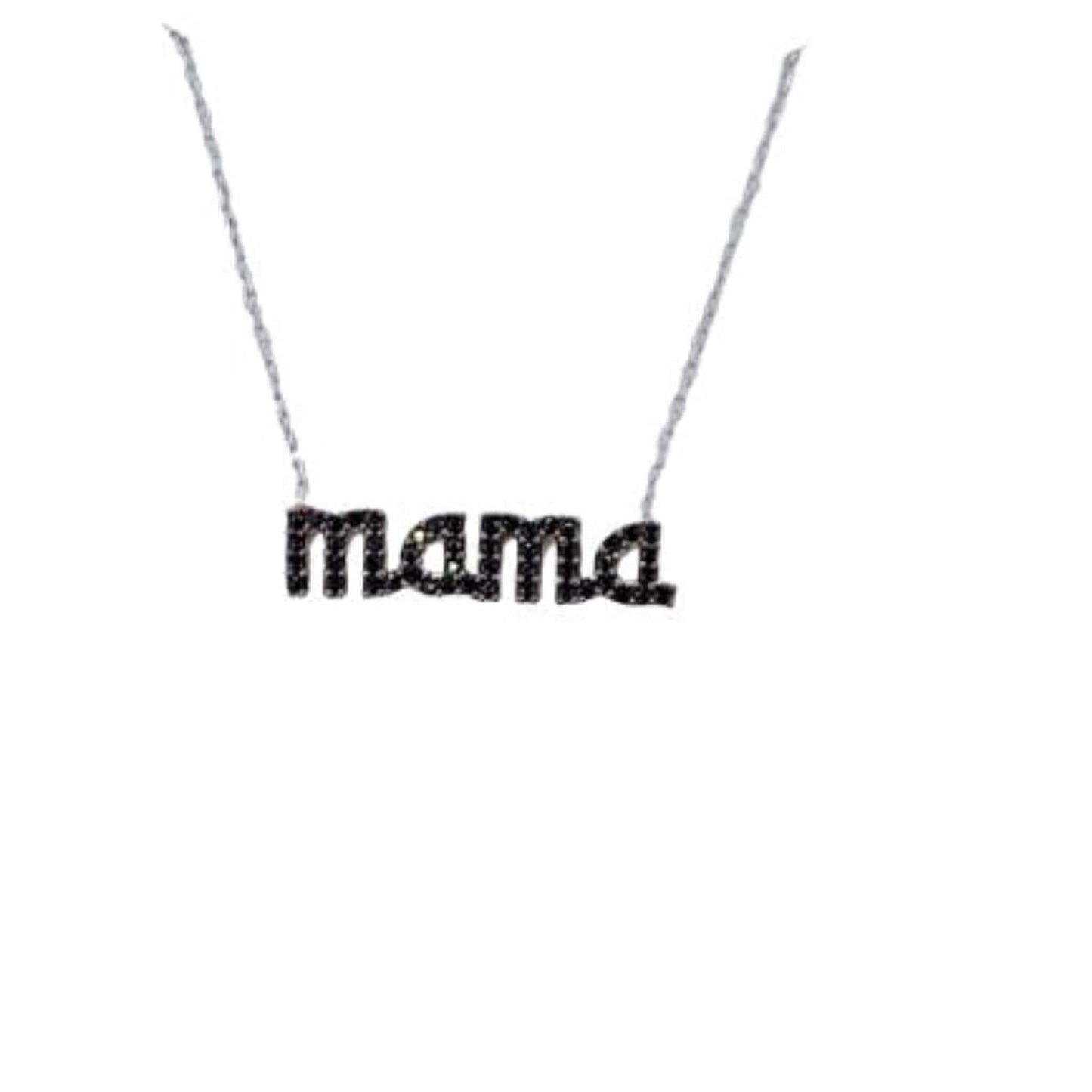 Collar Gargantilla Mamá Plata con Rodio y Circonitas Negras. joyeria osnor