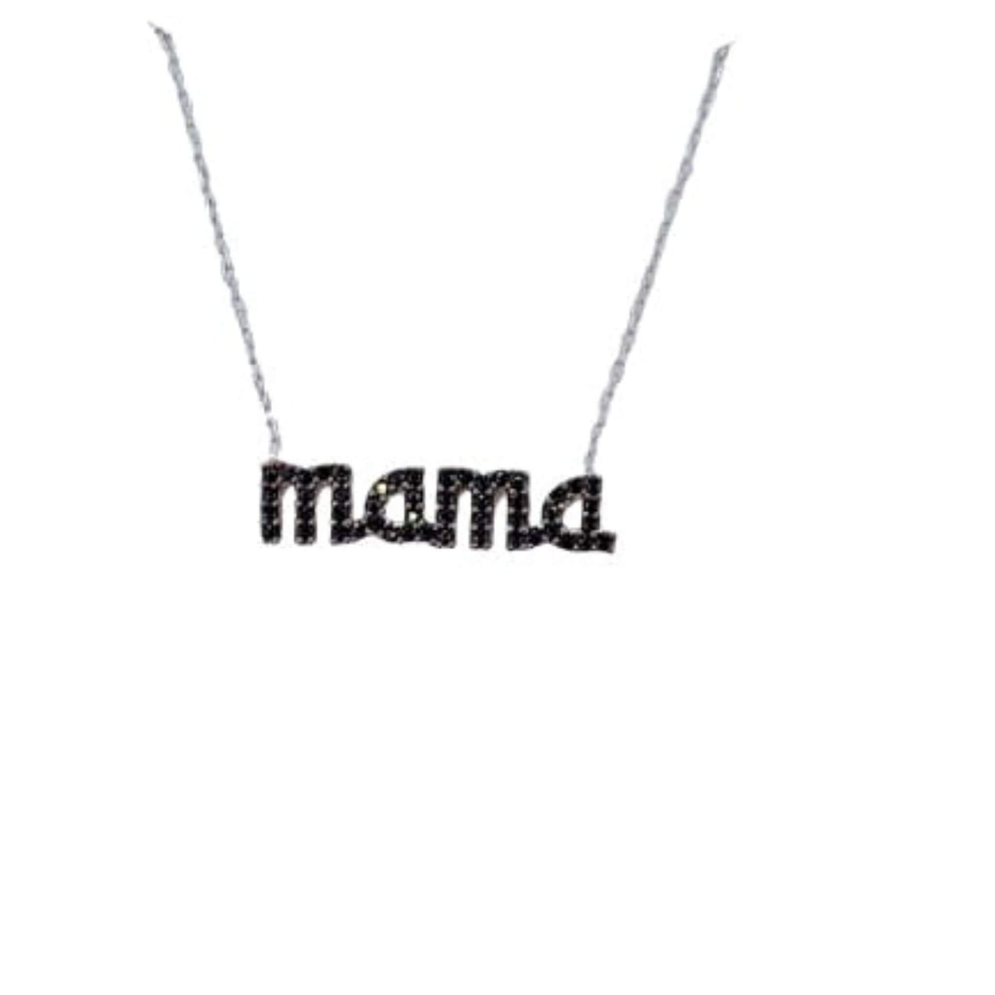 Collar Gargantilla Mamá Plata con Rodio y Circonitas Negras. joyeria osnor
