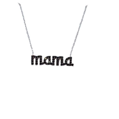 Collar Gargantilla Mamá Plata con Rodio y Circonitas Negras. joyeria osnor