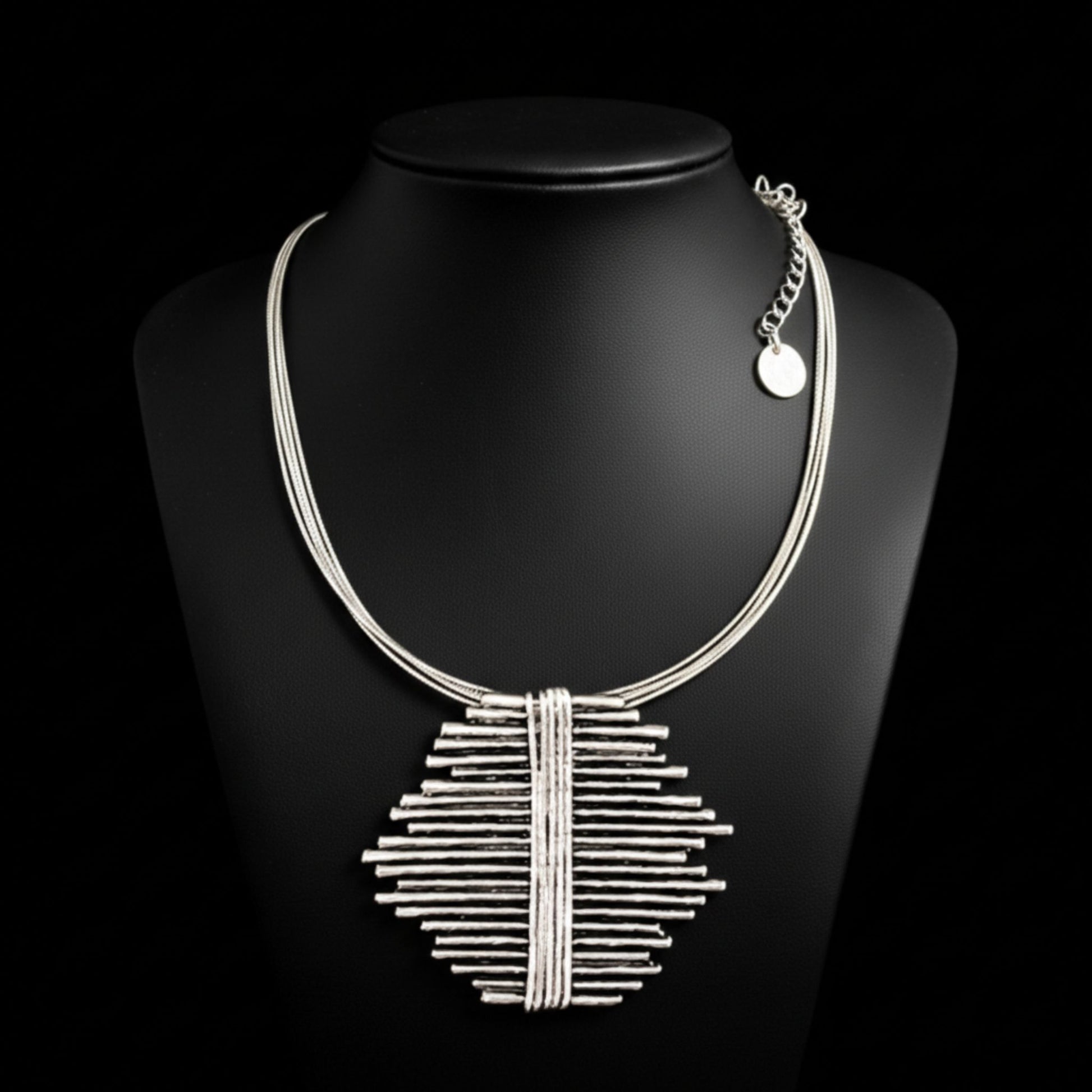 Collar Zamak Unisex con Colgante Barras Geométricas Joyeria Osnor 