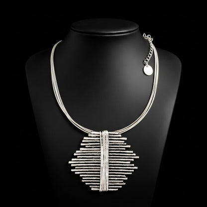 Collar Zamak Unisex con Colgante Barras Geométricas Joyeria Osnor 