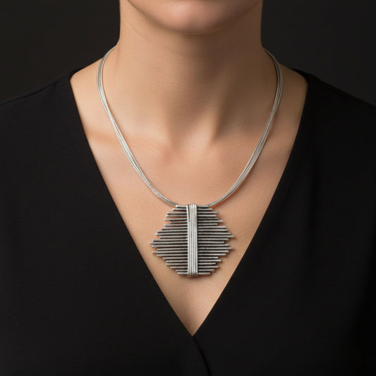 Collar Zamak Colgante Barras Geométricas Unisex