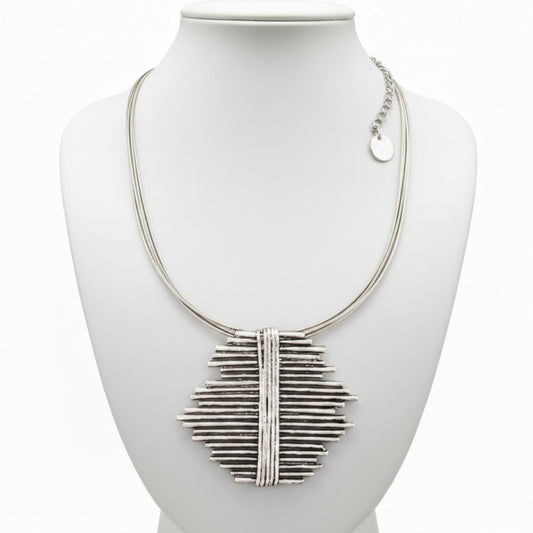 Collar Zamak Unisex con Colgante Barras Geométricas Joyeria Osnor 