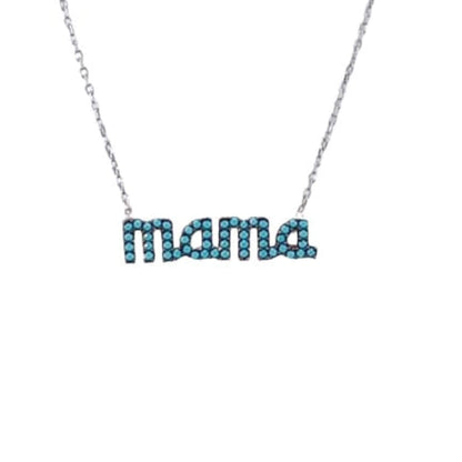 Collar Gargantilla Mamá Plata con Rodio y Turquesa Natural. joyeria osnor