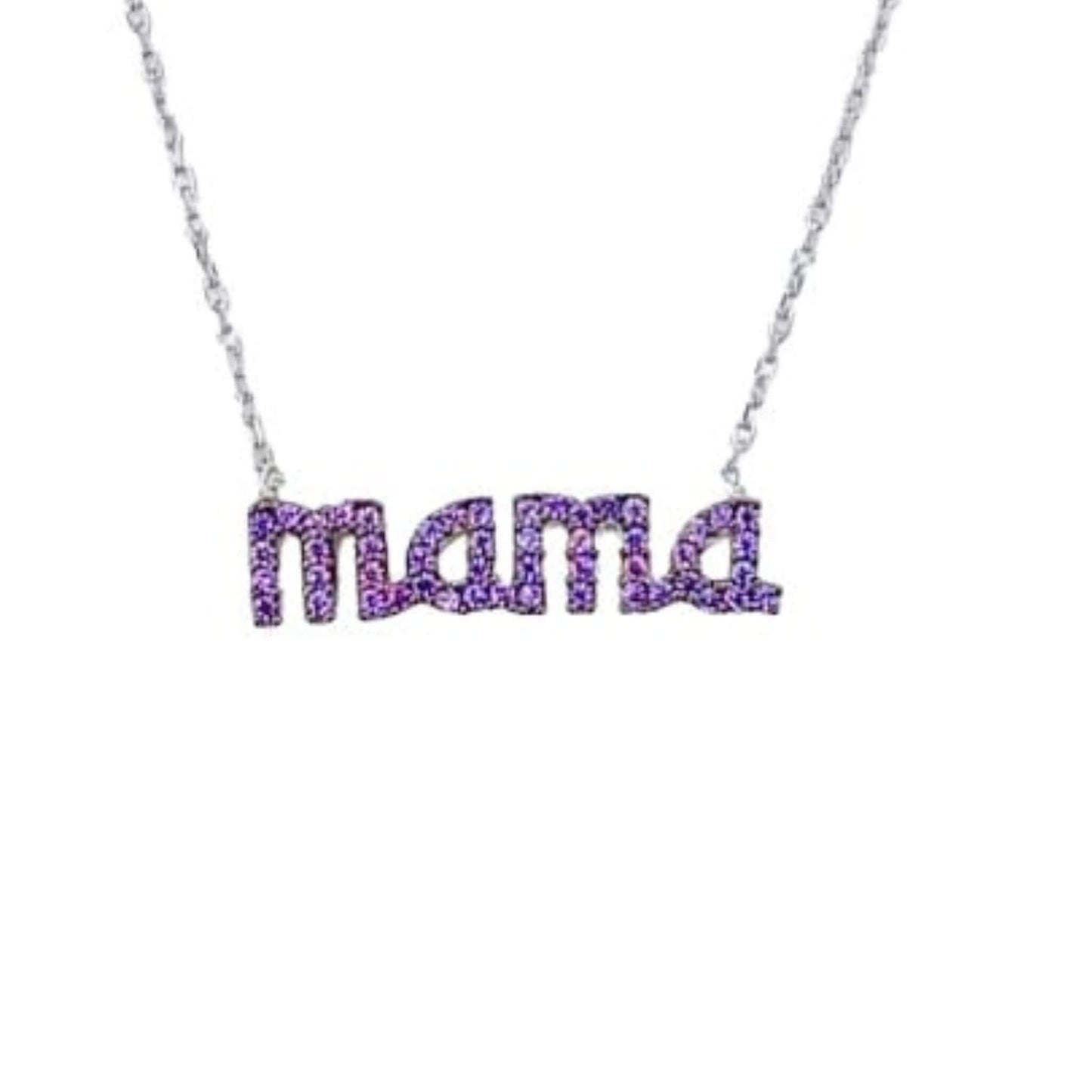 Collar Gargantilla Mamá Plata con Rodio y Circonitas Violetas. joyeria osnor