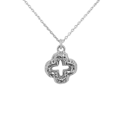 Parte de atras Collar Gargantilla Trébol Plata Rodio con Circonitas Blancas.Joyeria Osnor