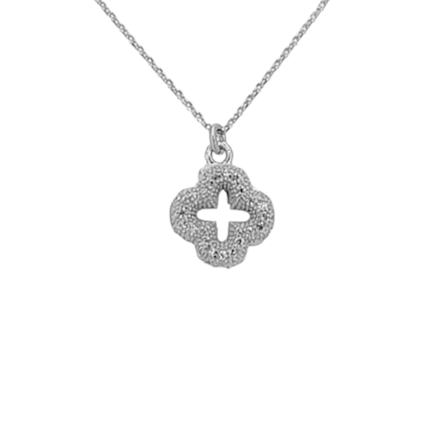 Collar Gargantilla Trébol Plata Rodio con Circonitas Blancas.Joyeria Osnor