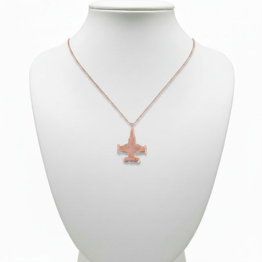 Collar Gargantilla Avión Plata Rosa Liso Brillante