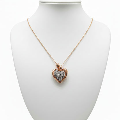 Collar Gargantilla Mujer Corazón Plata Rosa con Circonitas Blancas.Joyeria Osnor