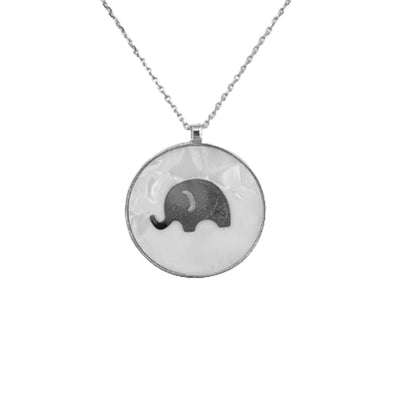 Collar Gargantilla-Elefante Plata Nácar Acabado Rodio Unisex.Joyeria Osnor