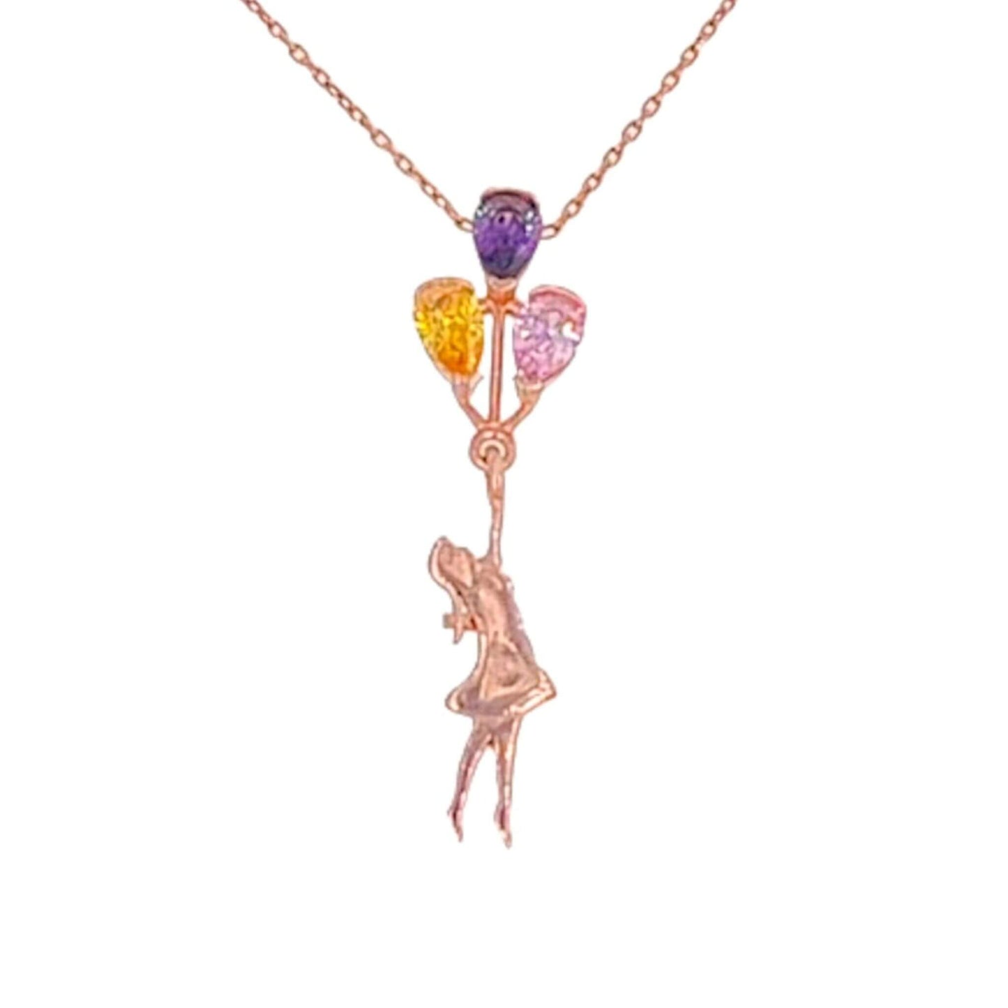 Gargantilla Collar Colgante Mamá Plata de Ley Acabado en Oro Rosa con Circonitas de Colores- joyeria osnor
