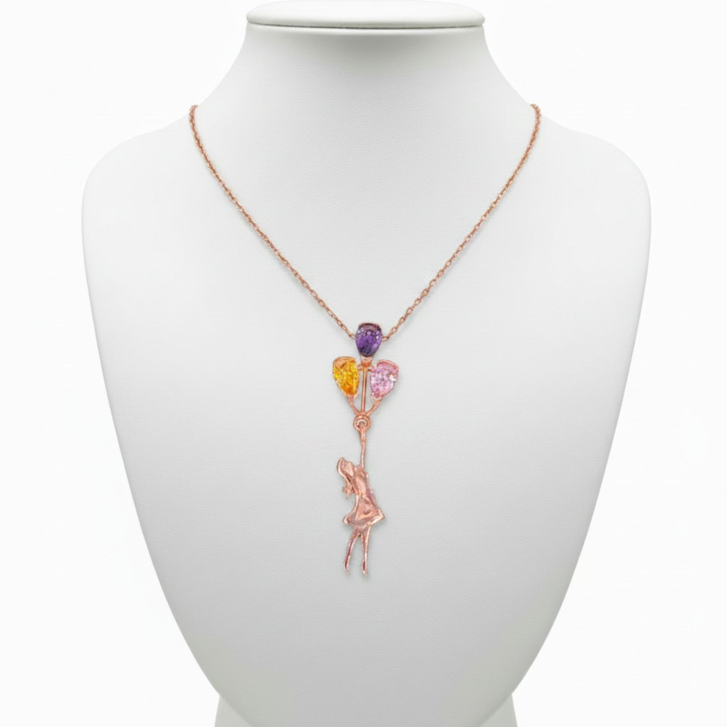 Gargantilla Collar Colgante Mamá Plata de Ley Acabado en Oro Rosa con Circonitas de Colores- joyeria osnor