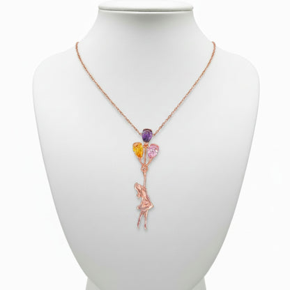 Gargantilla Collar Colgante Mamá Plata de Ley Acabado en Oro Rosa con Circonitas de Colores- joyeria osnor