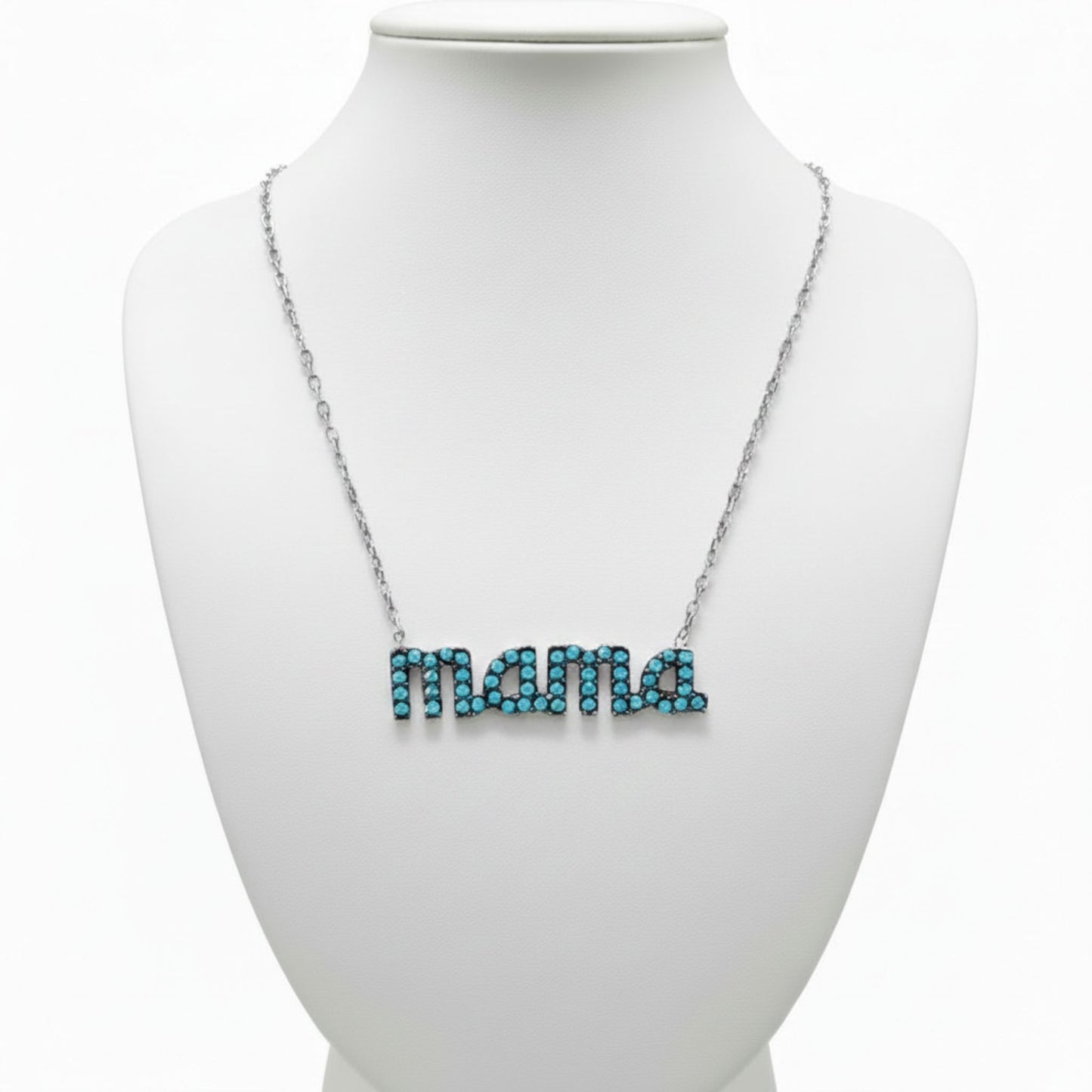Collar Gargantilla Mamá Plata con Rodio y Turquesa Natural. joyeria osnor