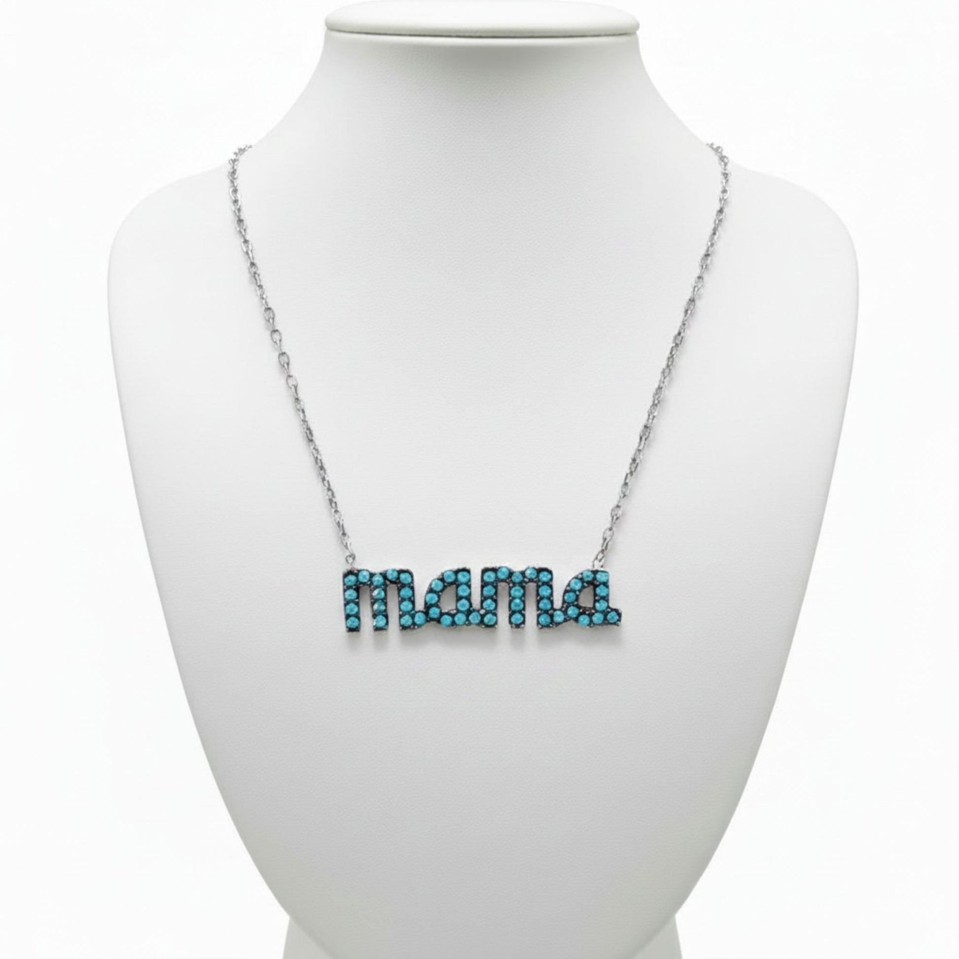 Collar Gargantilla Mamá Plata con Rodio y Turquesa Natural. joyeria osnor