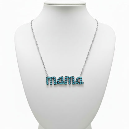 Collar Gargantilla Mamá Plata con Rodio y Turquesa Natural. joyeria osnor
