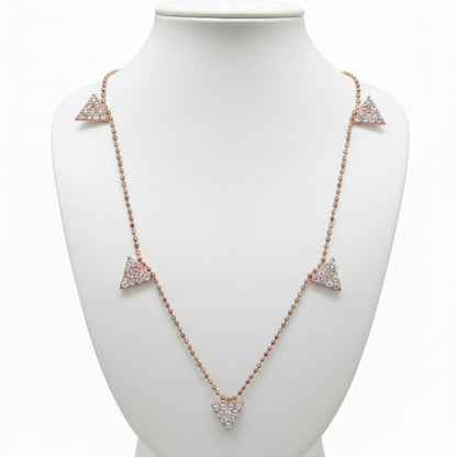 Collar Gargantilla Triángulos Plata Rosa con Circonitas Blancas. Joyeria Osnor