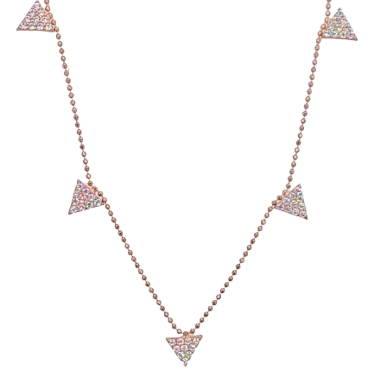 Collar Gargantilla Triángulos Plata Rosa con Circonitas Blancas. Joyeria Osnor