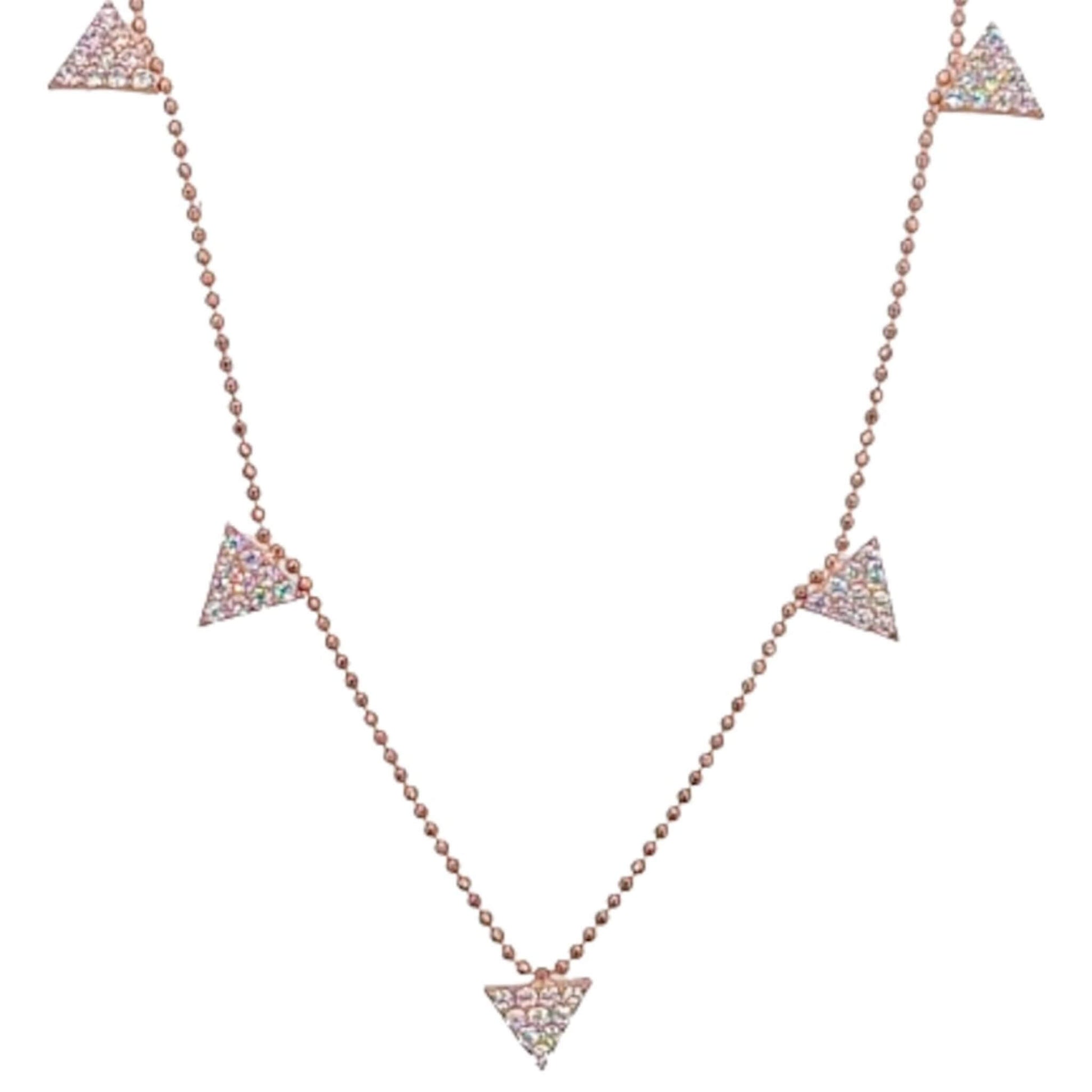 Collar Gargantilla Triángulos Plata Rosa con Circonitas Blancas. Joyeria Osnor