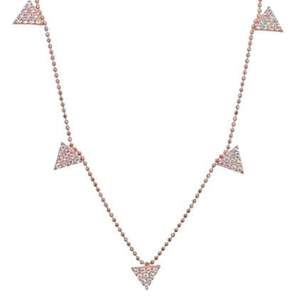 Collar Gargantilla Triángulos Plata Rosa con Circonitas Blancas. Joyeria Osnor
