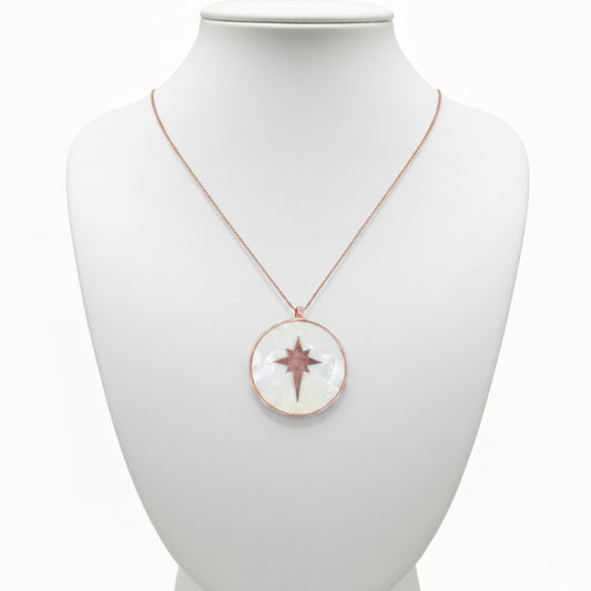 Collar Gargantilla Nácar Estrella Polar Plata Rosa. Loyeria Osnor