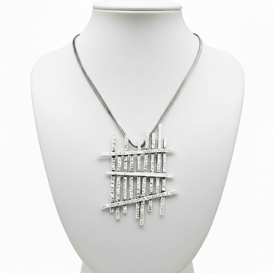 Collar Zamak Colgante Rejilla Geométrica Largo Ajustable Unisex Joyeria Osnor Zamak